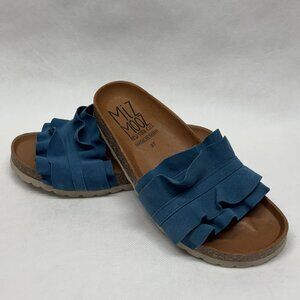 MIZ MOOZ ROCIO WOMEN'S SLIP ON SUEDE SANDALS TEAL 37EU / 7US # F-20